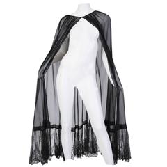 Vintage 1930s Silk Chiffon and Lace Cape