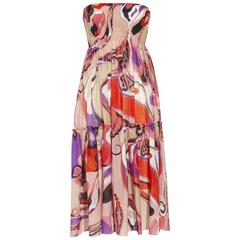 Amazing Emilio Pucci 2 Pieces Signature Print Silk Mix Dress Skirt and Top/Scarf 12