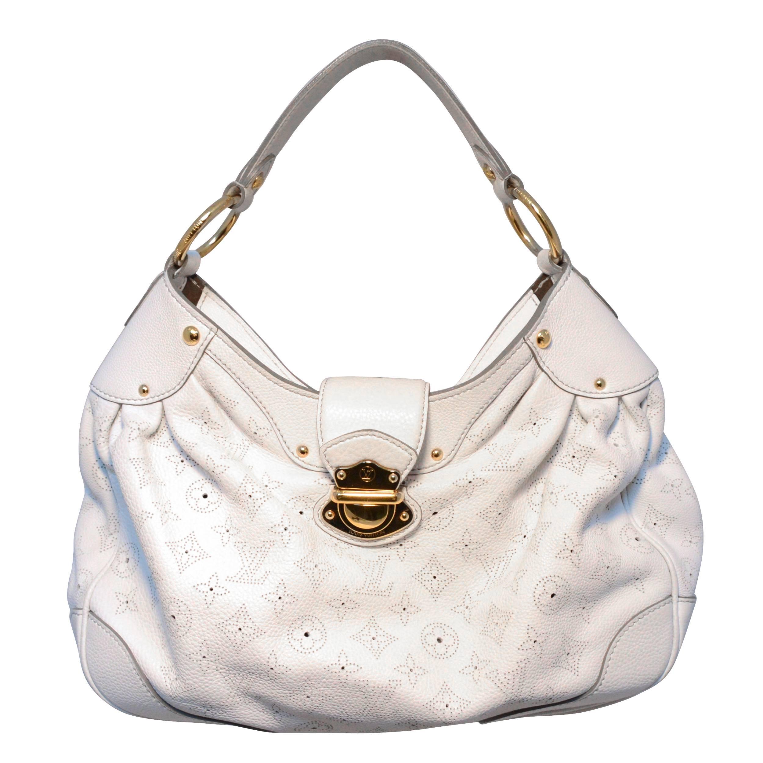 Louis Vuitton White Leather Mahina Solar PM Shoulder Bag