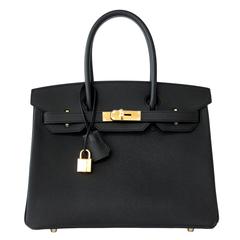 Hermes Black 30cm Birkin Epsom Gold Hardware GHW Satchel Bag Sophisticated