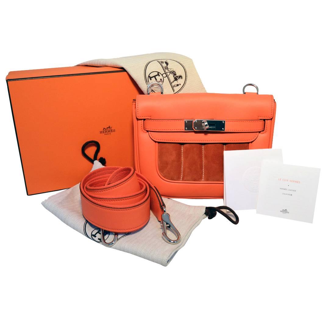Hermes Orange Suede and Swift Leather Berline Bag-RARE