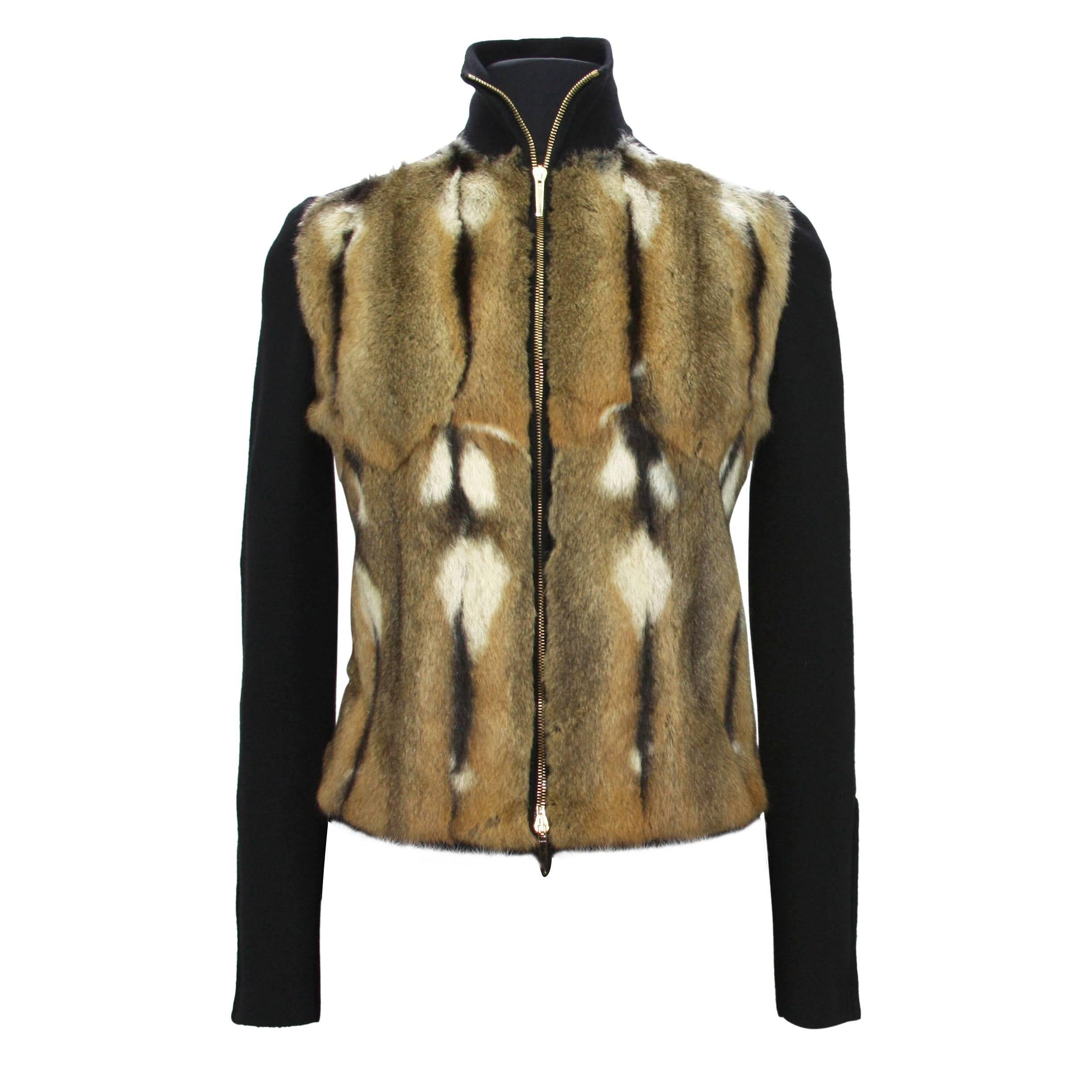 Tom Ford for Gucci Fur Wool Silk Cashmere Sweater Jacket S