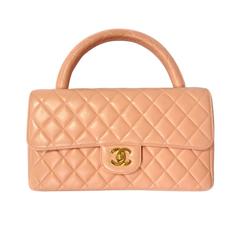Vintage CHANEL milky pink color lambskin classic 2.55 handbag purse with gold CC