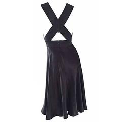 Vintage Geoffrey Beene Minimalist ' Criss Cross ' 1990s Black Silk Dress 12