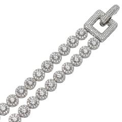 Wonderful Art Deco Style Faux Two Row Diamond Bracelet 11