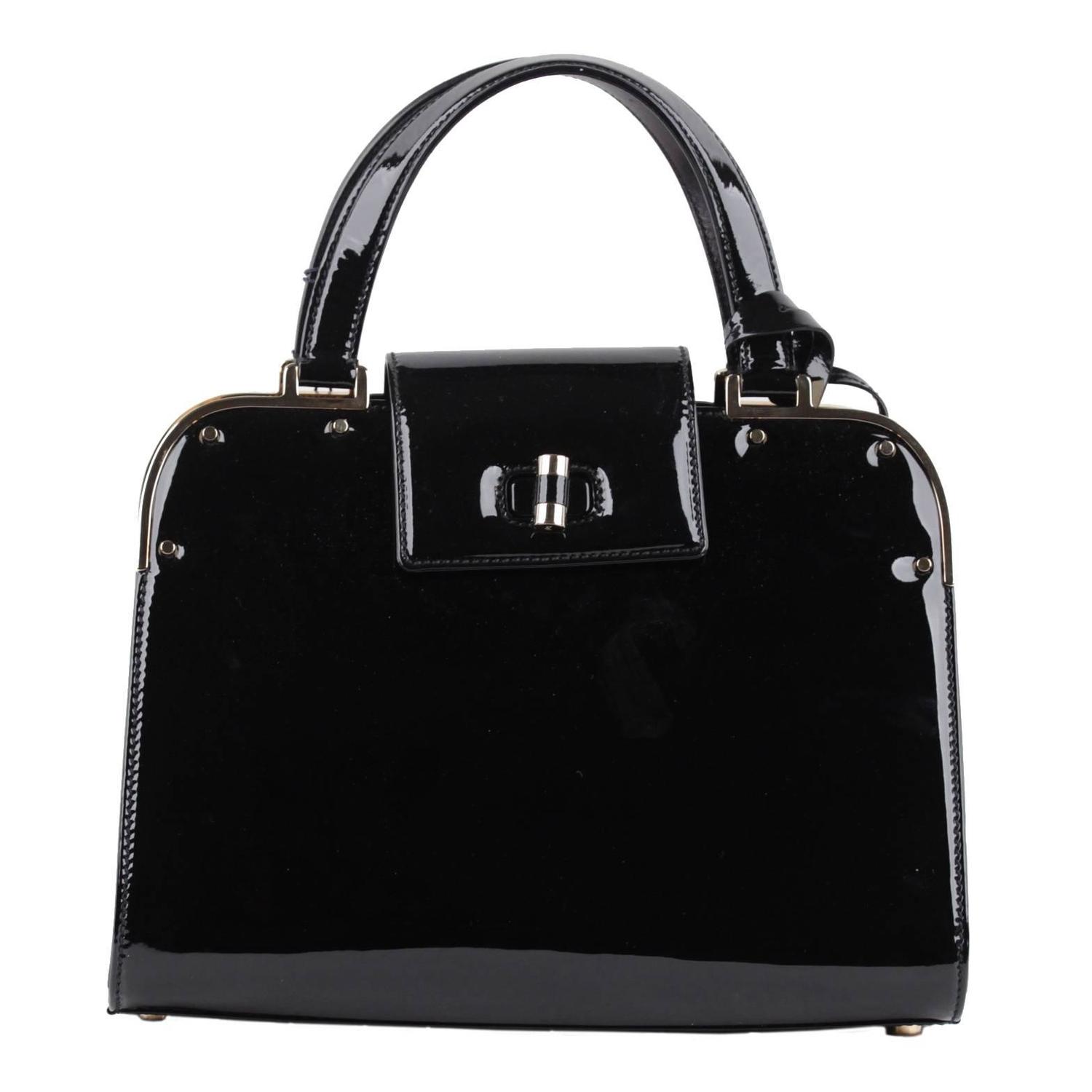 YVES SAINT LAURENT Black Patent Leather UPTOWN Bag HANDBAG Satchel ...  