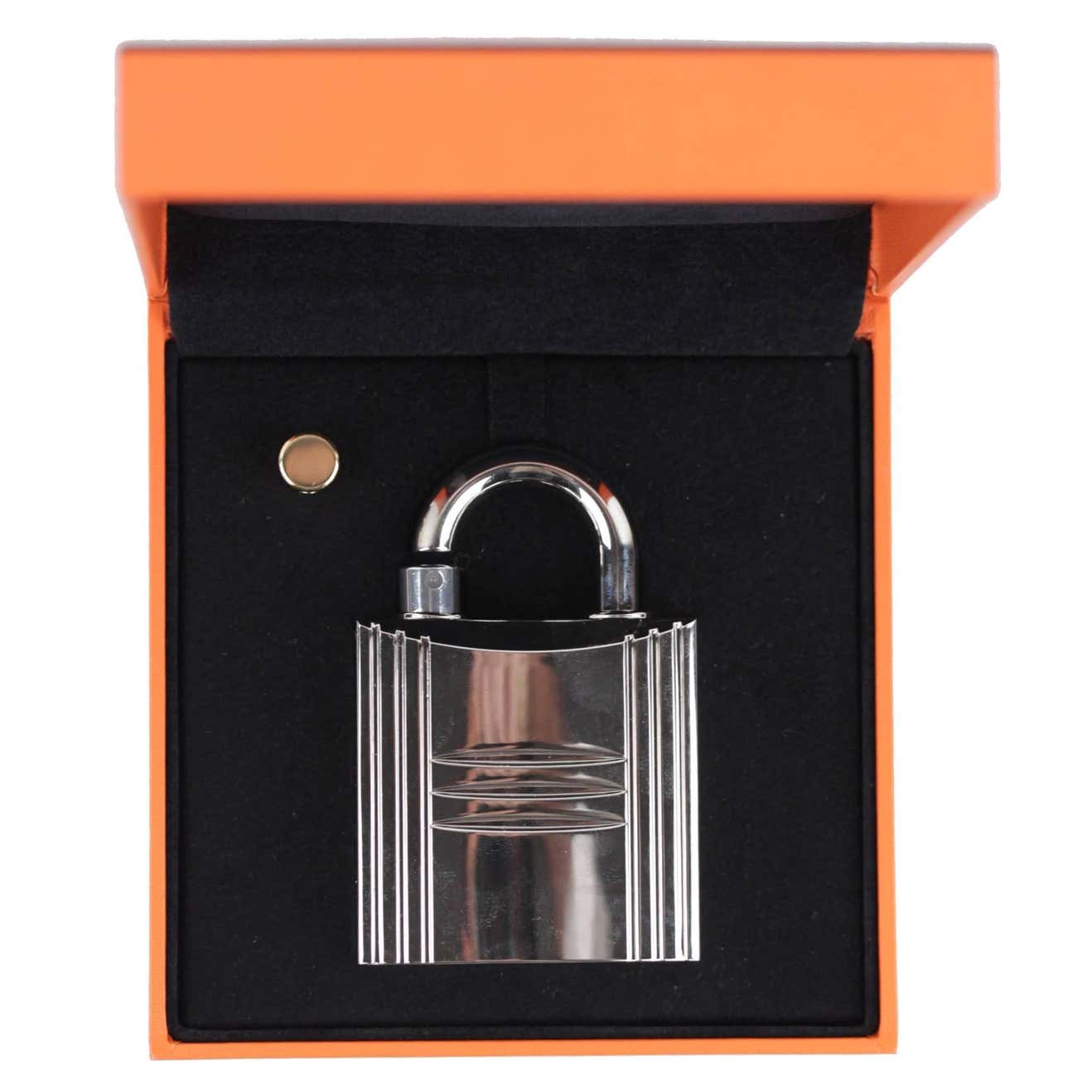 Perfume Lock Box HERMES Silver Metal CADENAS LOCK Spay Bottle 24 FAUBOURG Pure Perfume w ...