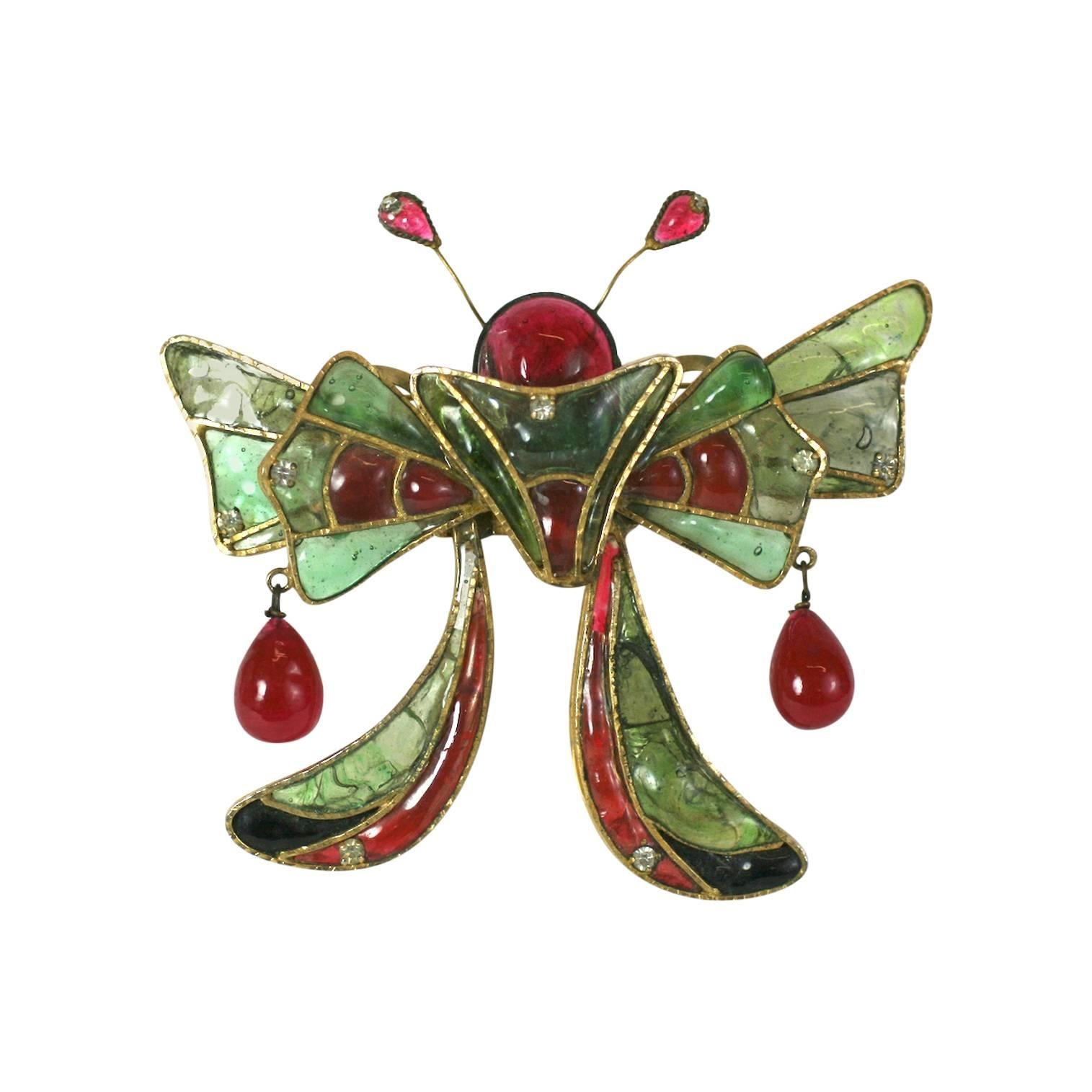 Massive Maison Gripoix  Butterfly Brooch For Sale