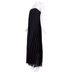 Jean Paul Gaultier Black Pleated Strapless Evening Gown