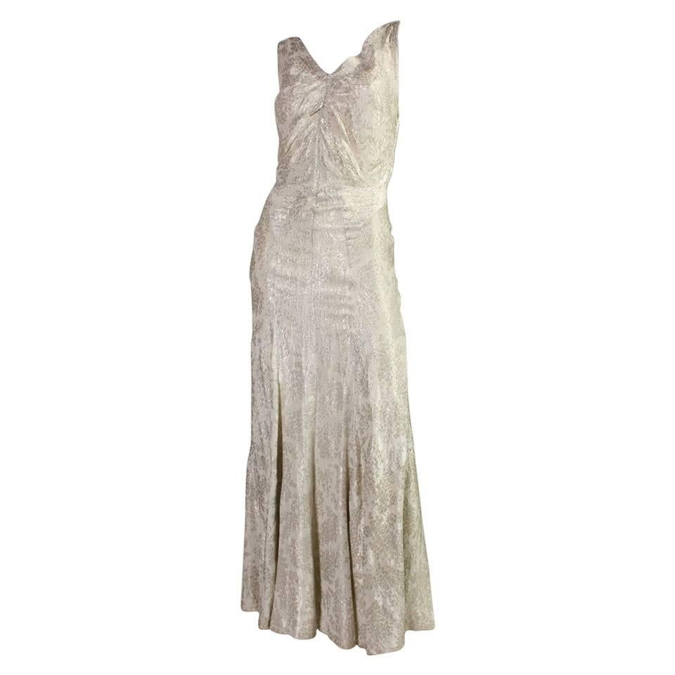 Bias Cut Lame Gown, 1930s  For Sale