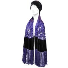 Armani multi-functional extra long velvet, crochet and chiffon scarf, c. 1990s 3