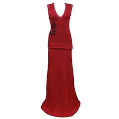 Red Lurex Knitted Evening Ensemble, c. 1960s 7