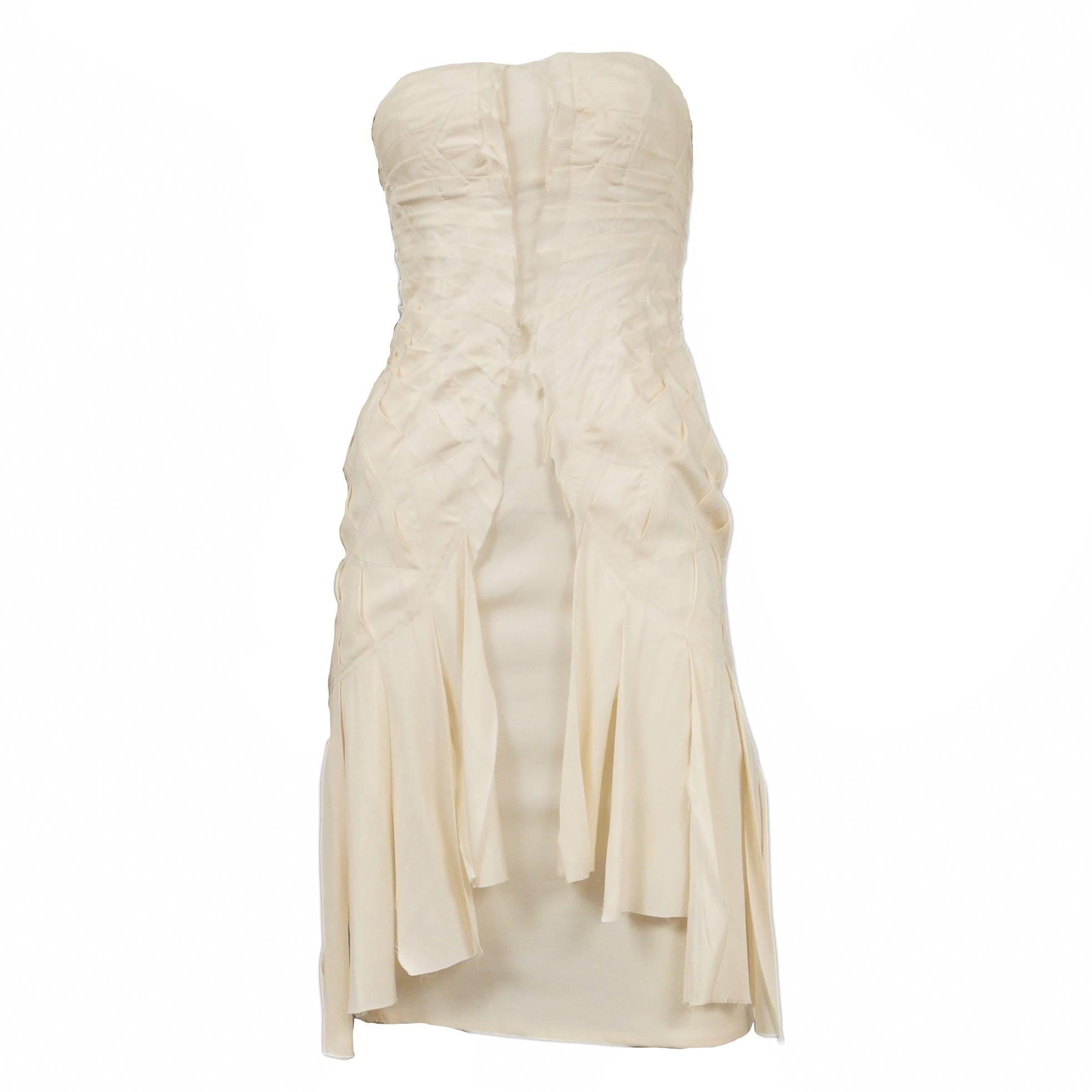 Gucci Cream Silk Strapless Dress 