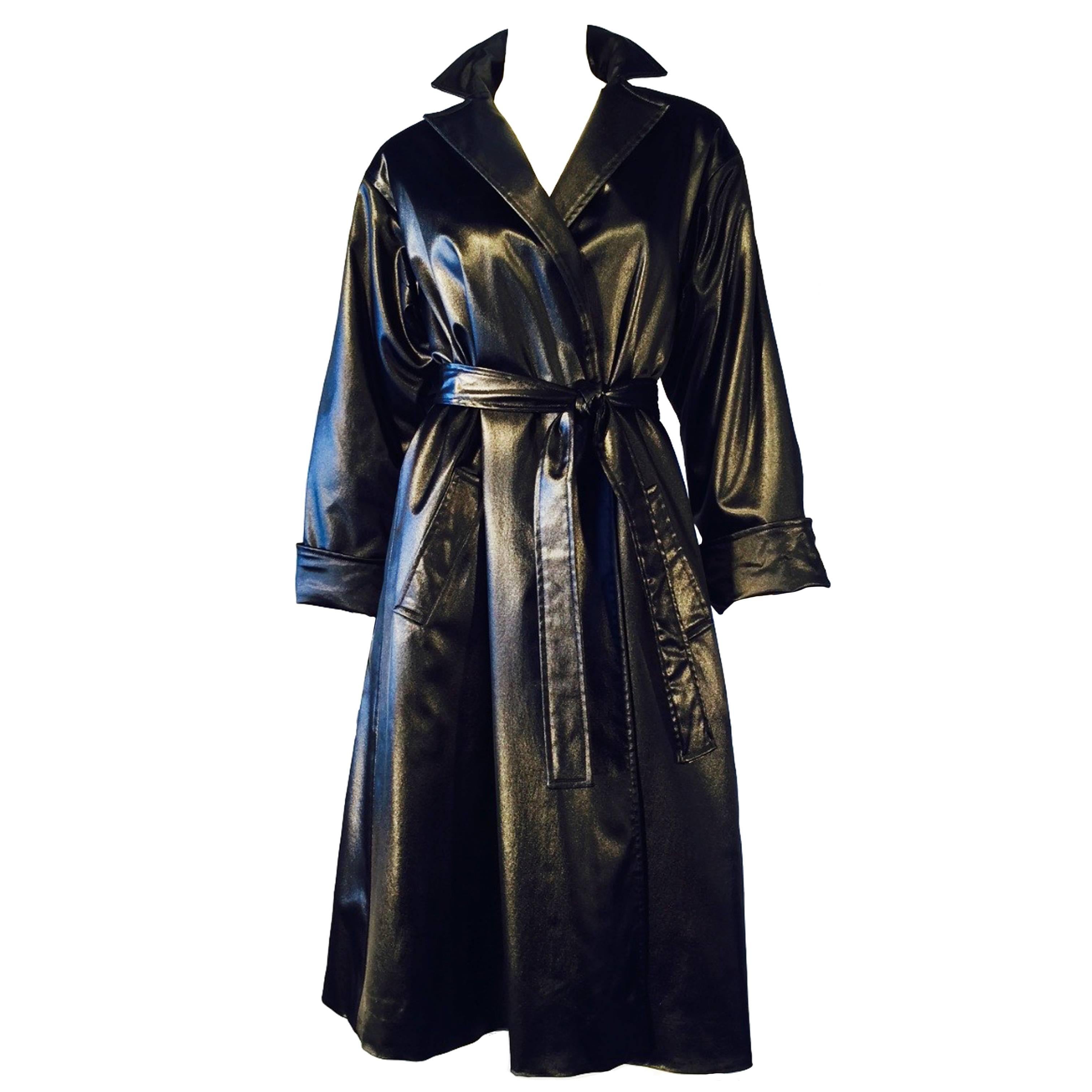 Halston Silk Belted Wrap Coat 1970s For Sale