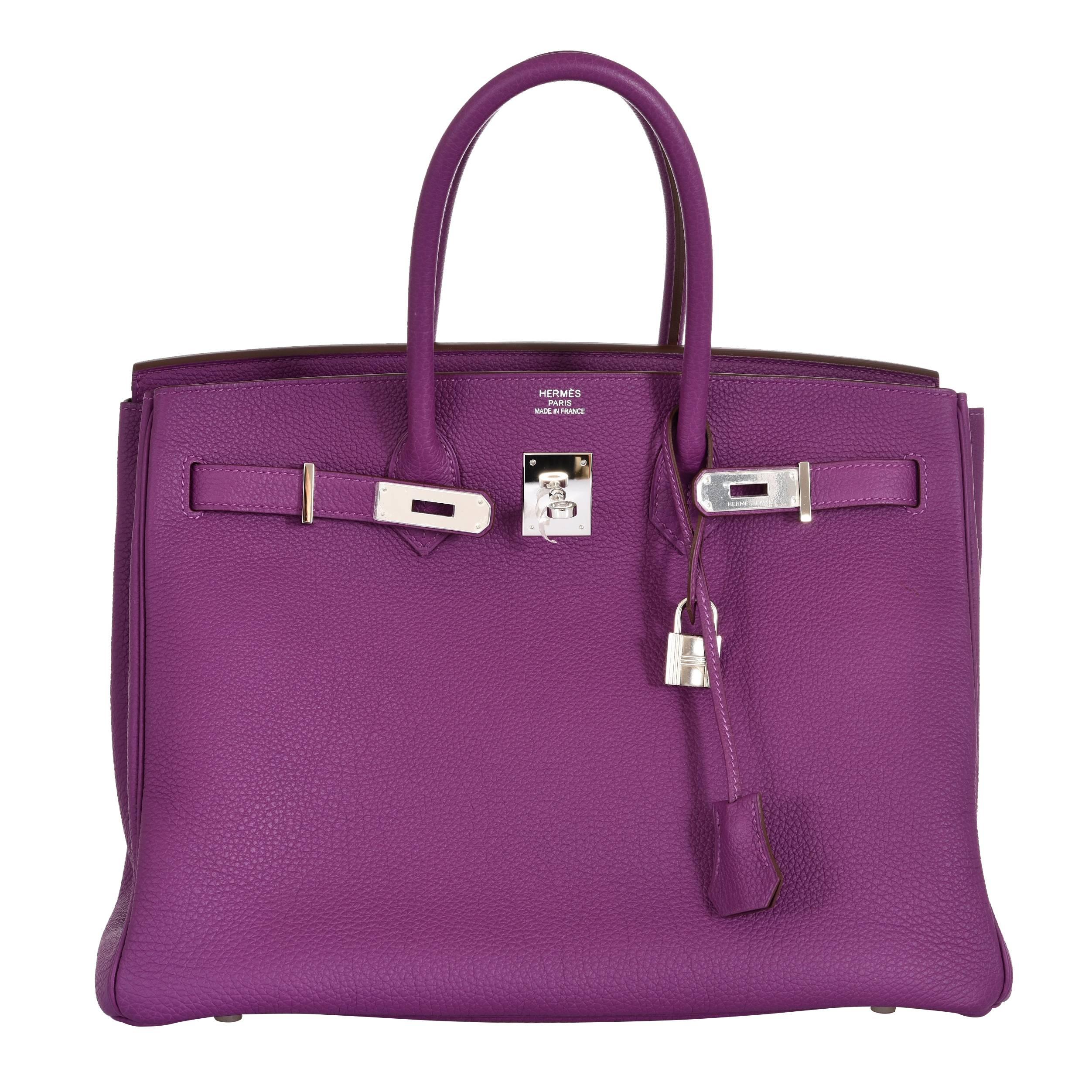 Hermes Birkin Bag 35cm Anemone with Pall Hardware JaneFinds For Sale