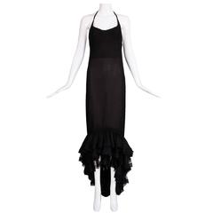 Vintage Pierre Balmain Haute Couture Black Silk Chiffon Evening Gown No.173.195 3