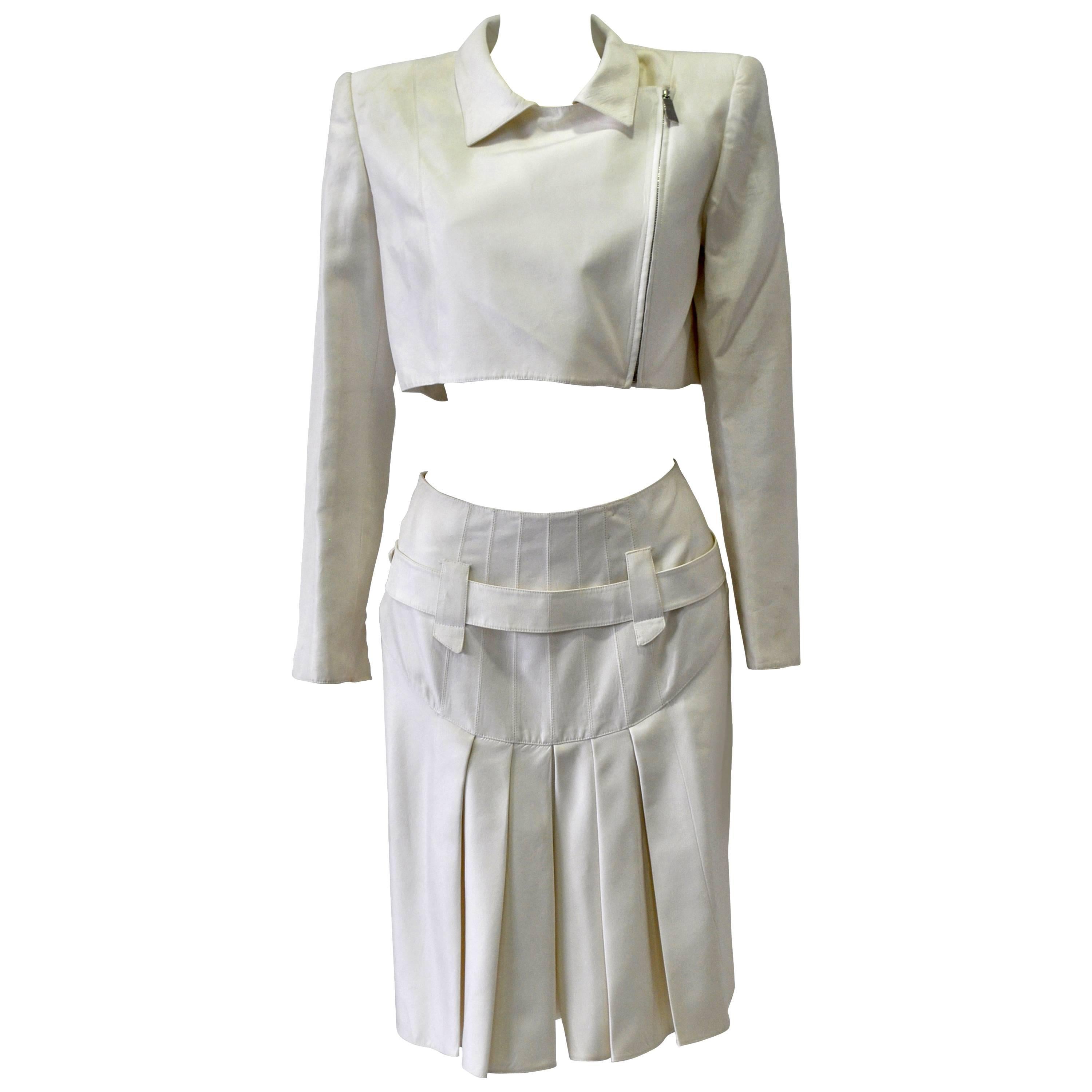 Very Rare Claude Montana Zip Space Age Inspired Skirt Suit For Sale