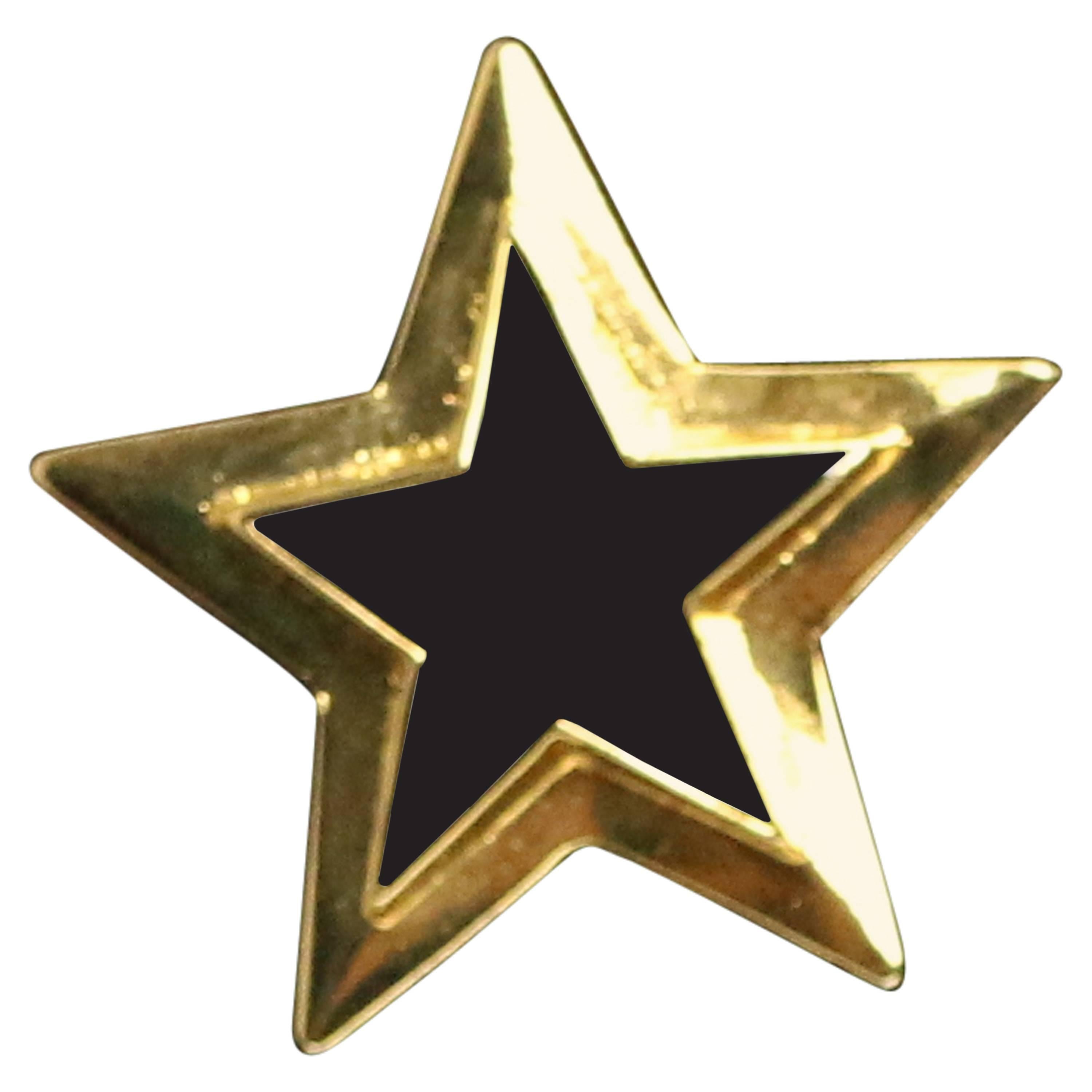 Escada Gold/Black Star Brooch  For Sale