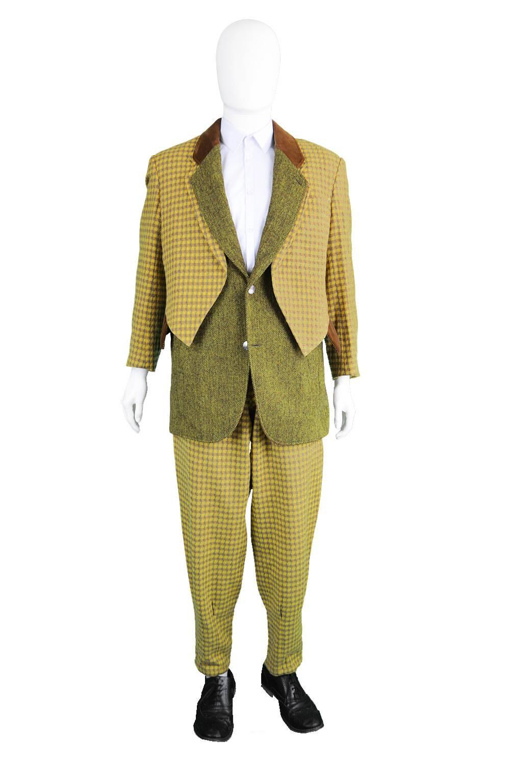 An incredible and avant garde vintage men's or women's suit by genius Japanese designer, Kansai Yamamoto, who was also David Bowie's favourite designer and was known for his pioneering and daring designs, mixing Japanese and Western fashion. This