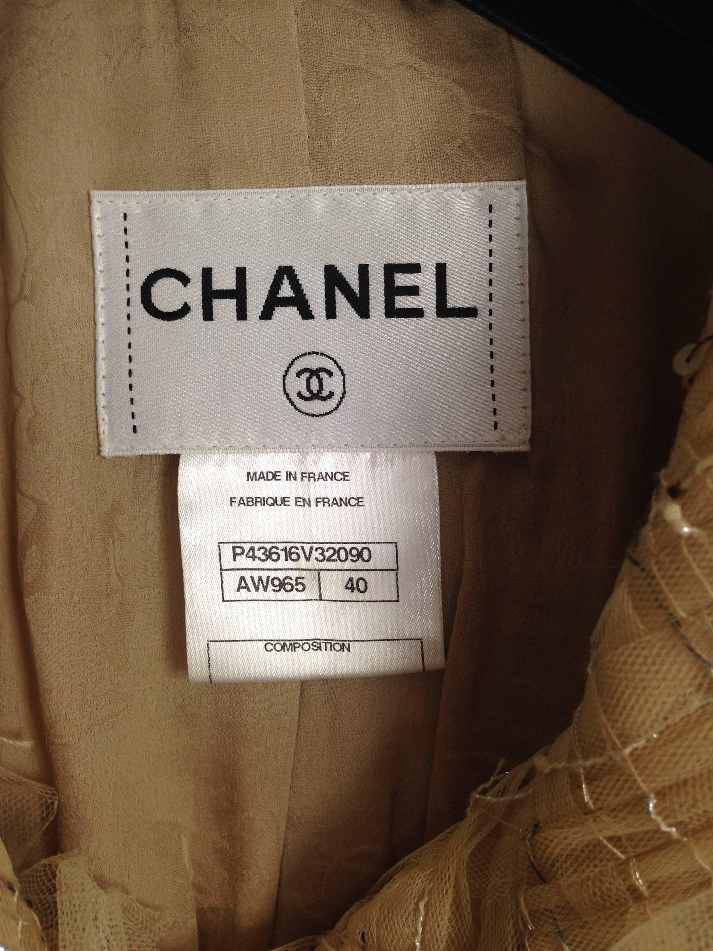 Chanel Demi Couture 2010s Lesage Hand Assembled Net & Sequins Beige Jacket For Sale 2