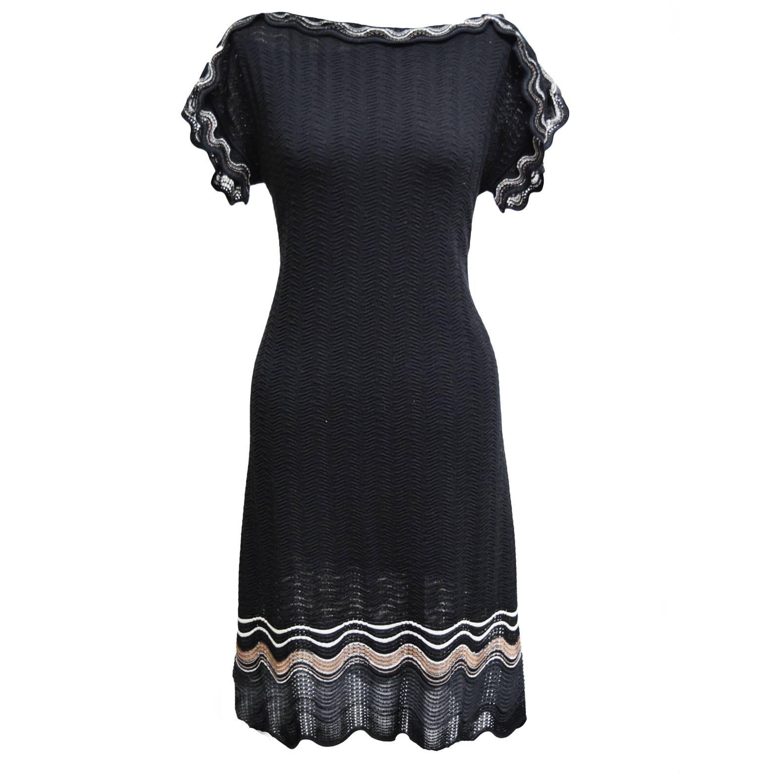 Missoni Chevron Knit Black Sheath Dress For Sale