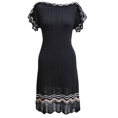 Missoni Chevron Knit Black Sheath Dress