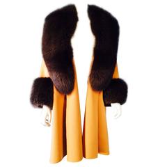 Stunning John Anthony Couture Fox Fur Collar Coat 1970s