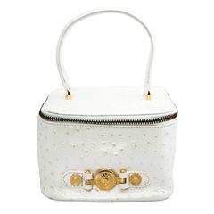 Versace White Faux Ostrich Vanity Case 5