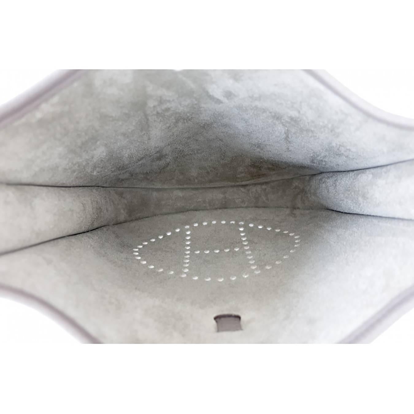 Hermes Etain Evelyne Tin Grey Gray PM Clemence Messenger Leather Bag 2