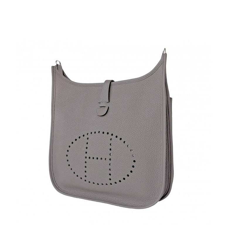 Evelyne leather crossbody bag Hermès Grey in Leather - 33652128