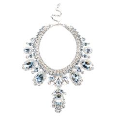 Thorin & Co. Silver Tone Blue Glass Rhinestone Statement Bib Necklace