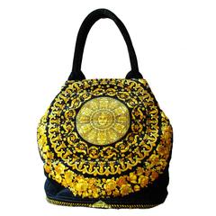 Rare Versace Couture Atelier Baroque Medusa Handbag Tote + Dust Cover Vintage