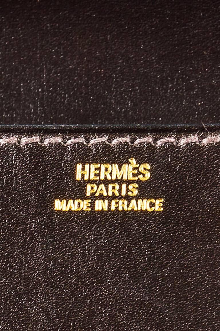 Hermes Dark Brown Box Calf Leather Gold Tone Hardware 