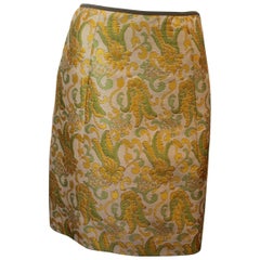 Prada Silk Blend Multi-Colored Printed Brocade Skirt - 40