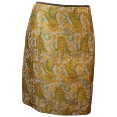 Prada Silk Blend Multi-Colored Printed Brocade Skirt - 40 11