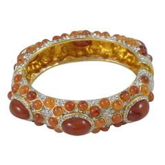 Vintage Kenneth Jay Lane Grace Collection Jeweled Clamper Bracelet Bangle 
