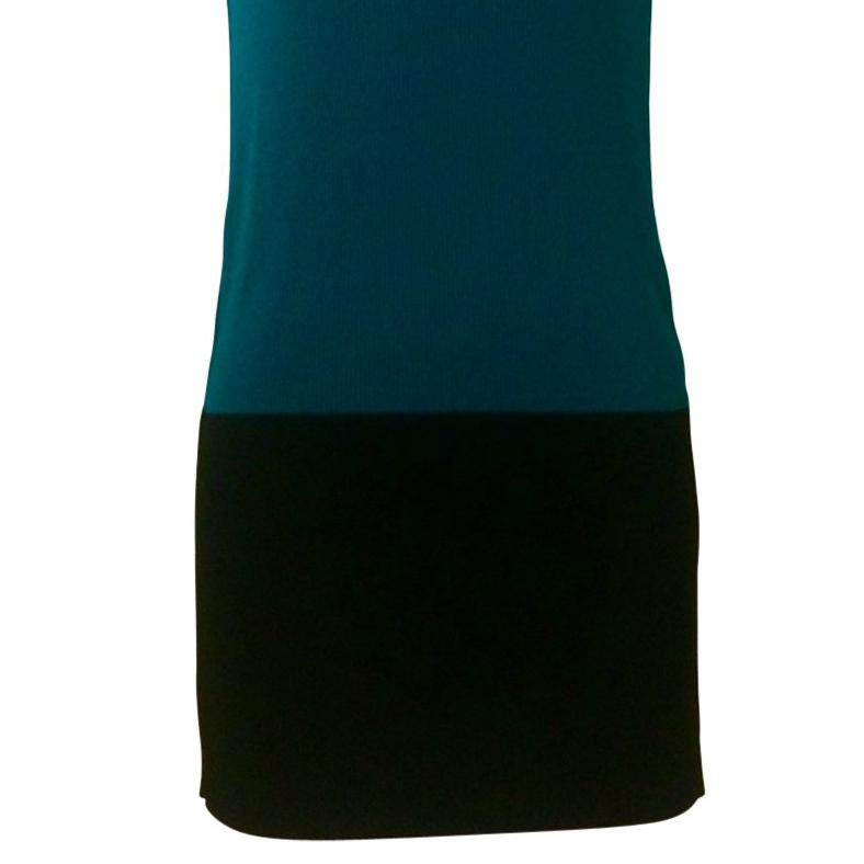 Women's Issey Miyake Minimalist Knit Teal Blue and Black Colorblock Tank dress, 1990s 