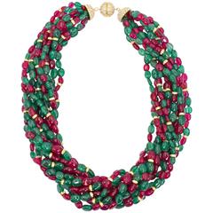 Chic Ruby Emerald Onyx Crystal Rondel Bead Twist Collar Necklace 3