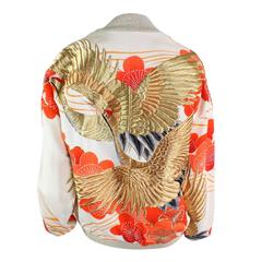 Japanese Kimono Embroidered Bomber Jacket