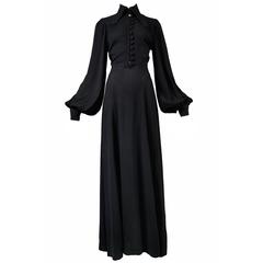 Ossie Clark Black Crepe Gown