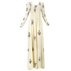 Ossie Clark Ivory Moss Crepe Gown With Fl Print By Celia Ossie Clark Ivory Moss Crepe Gown With Fl Print By Celia Birtwell 1970 For At 1stdibs
