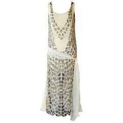 Gatsby Inspired Blumarine Couture Silk Chiffon Hand Beaded Evening Dress 8