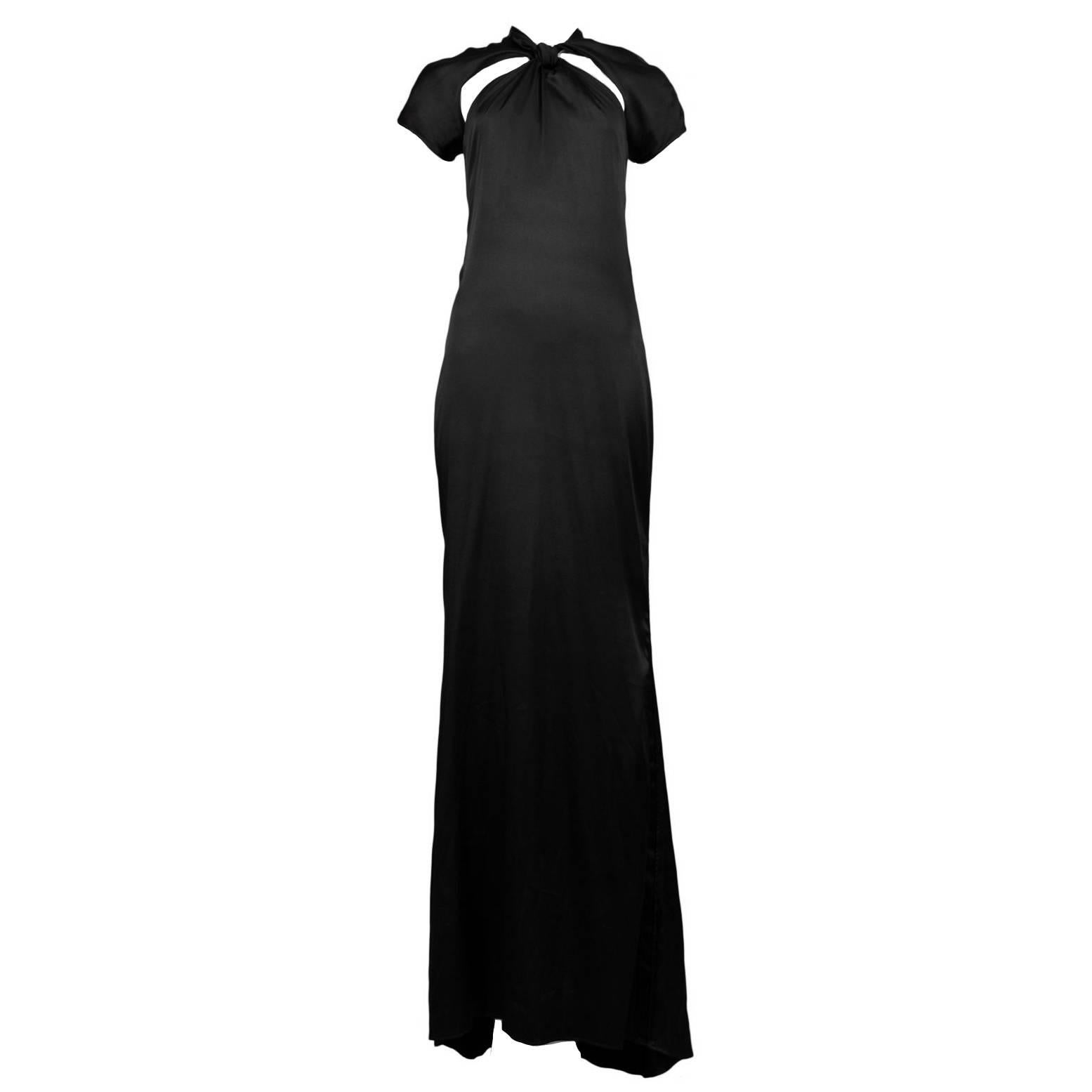 Tom Ford for Gucci Black Satin Knot Gown