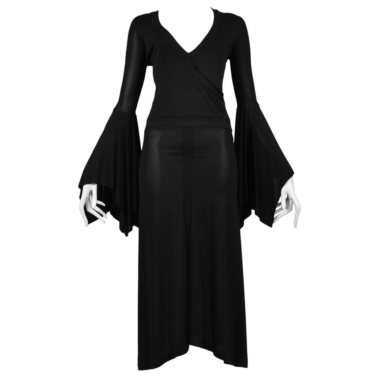 Vintage Tom Ford for Yves Saint Laurent Black Bell Sleeve Dress  2003 Runway