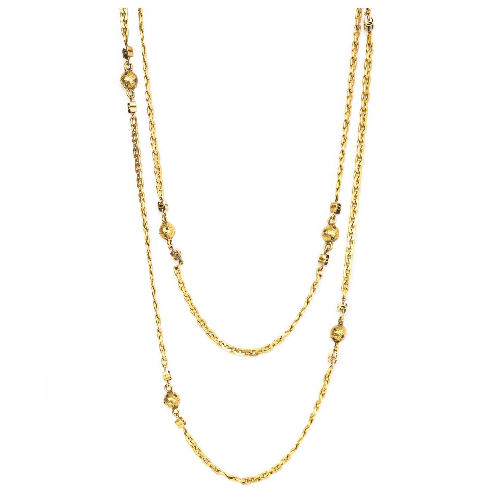 Chanel Vintage Goldtone Necklace with Pave Stones