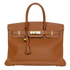 Hermes Tan Gold Togo Leather 35cm Birkin Bag GHW w/ Box & Dust Bag