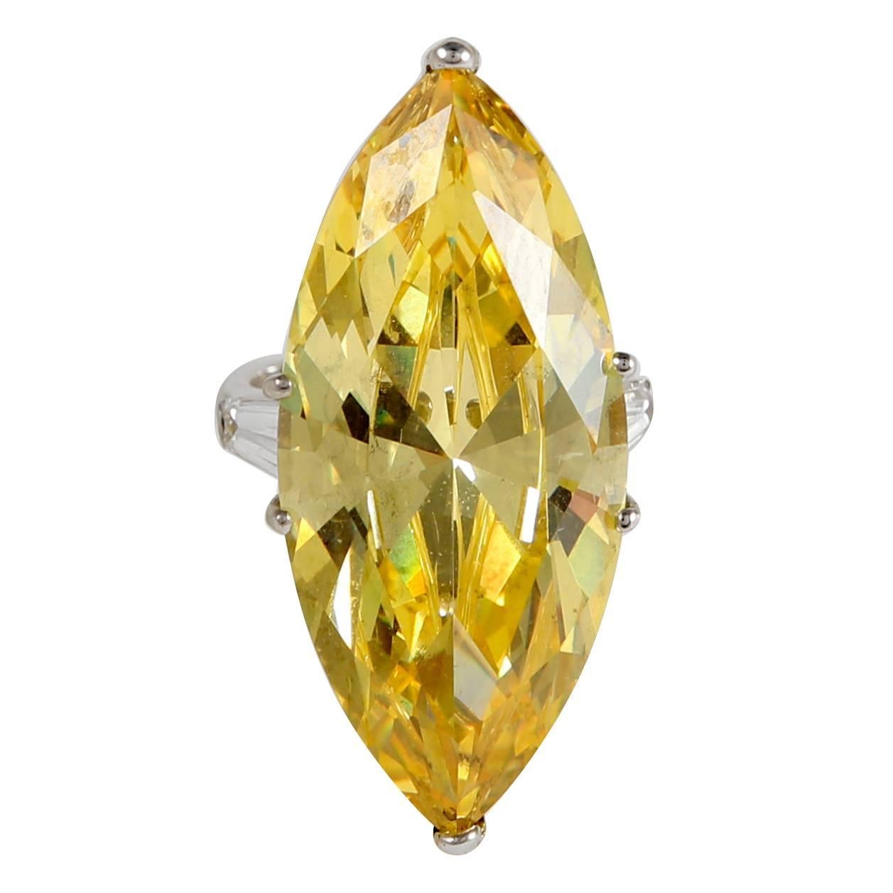 The Jackie O Faux Canary Yellow Marquise Diamond Ring Copy