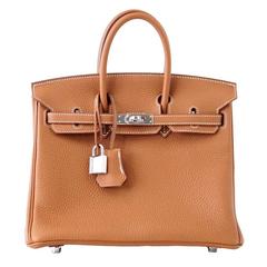 HERMES BIRKIN Bag 25 Coveted GOLD Palladium Hardware Togo Leather