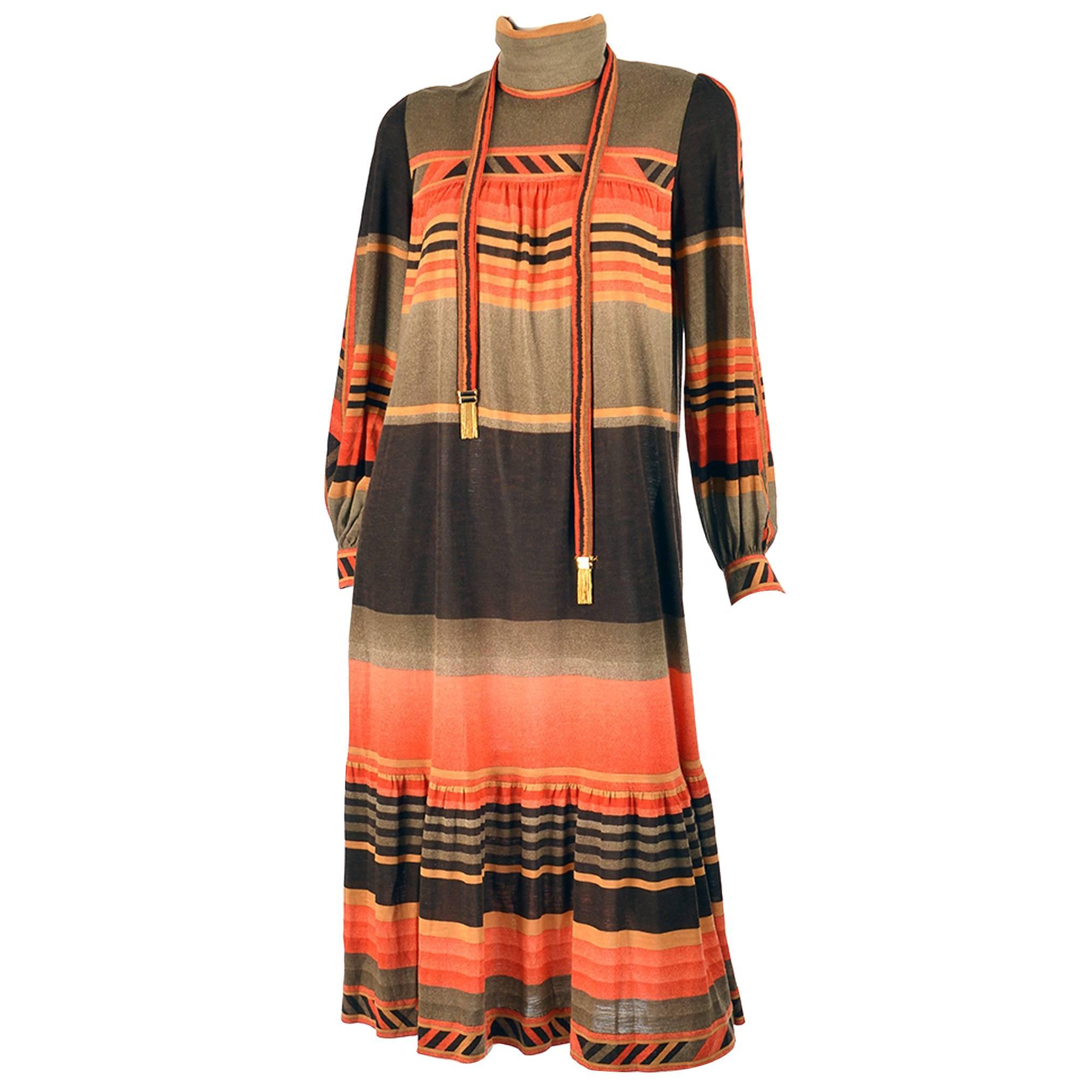 1970s Leonard Paris Jersey Knit Geometric Dress