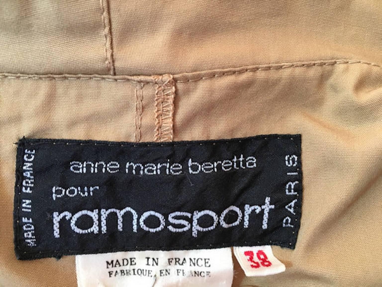 Anne Marie Beretta Ramosport Vintage Beige Raincoat Manteau Cape 1980 1